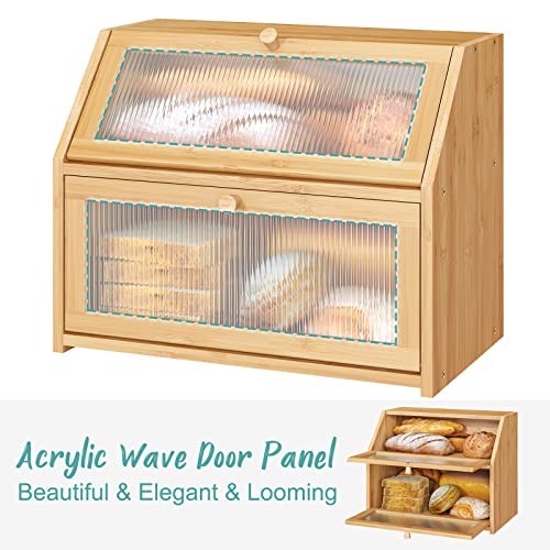 Large Bamboo Wood Bread Box K6296