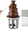 4 Tiers Electric Chocolate Fondue Fountain Set with 6pcs Stainless Steel Forks W118