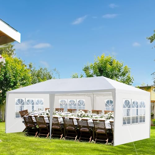 10x30 Waterproof White Canopy Tent with 8 Removable Sidewalls O364004