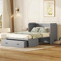 White Queen Size Foldable Wood Wall Bed Frame with Shelves and LED Lights W907