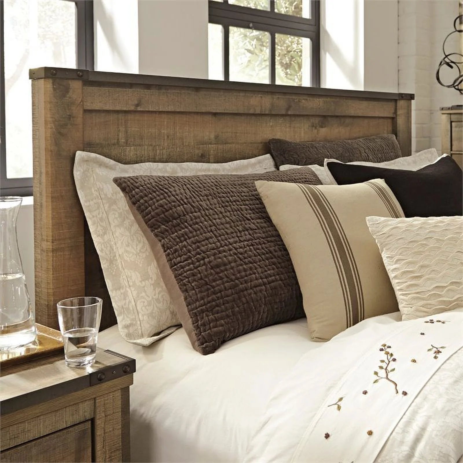 Brown Wood King California King Panel Headboard Y961