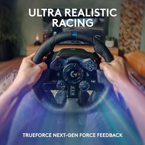 Black Genuine Leather Racing Wheel and Pedals T597