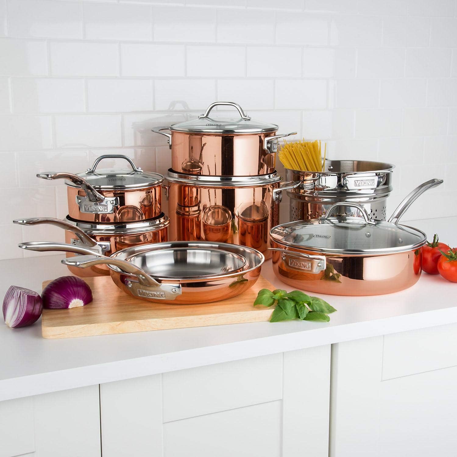 13-Piece Tri-Ply Copper Cookware Set O72127