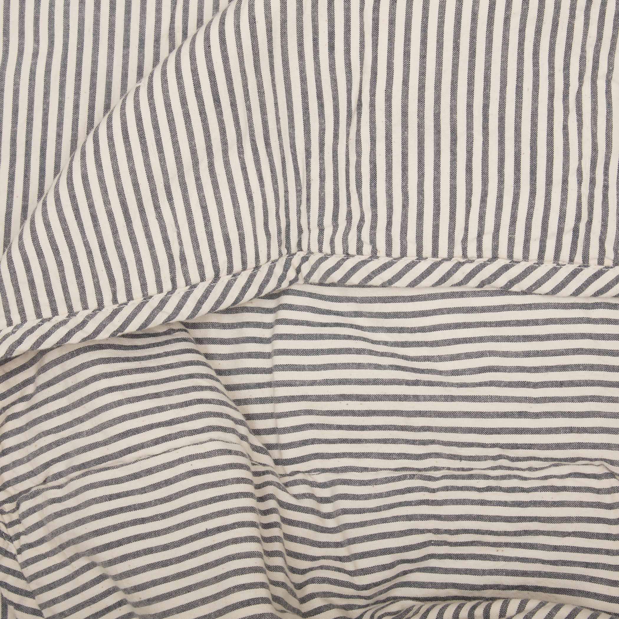 Blue Ticking Stripe Queen Quilt Coverlet U8085