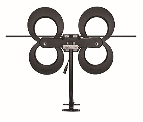 Black Multi-Directional UHF VHF TV Antenna with 20-inch Mast D618