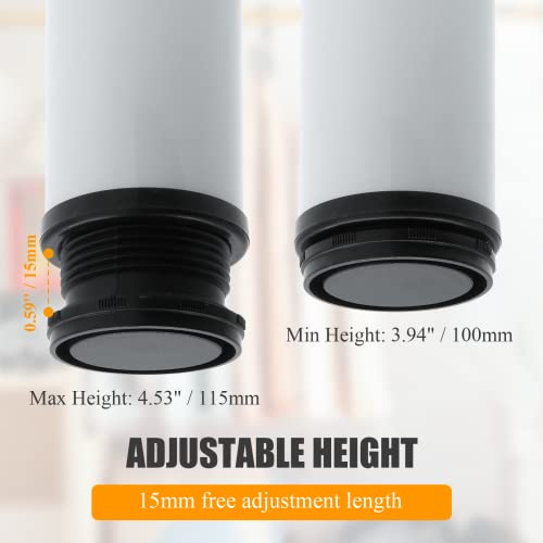 Pack of 4 White Adjustable Stainless Steel Furniture Leg U7323