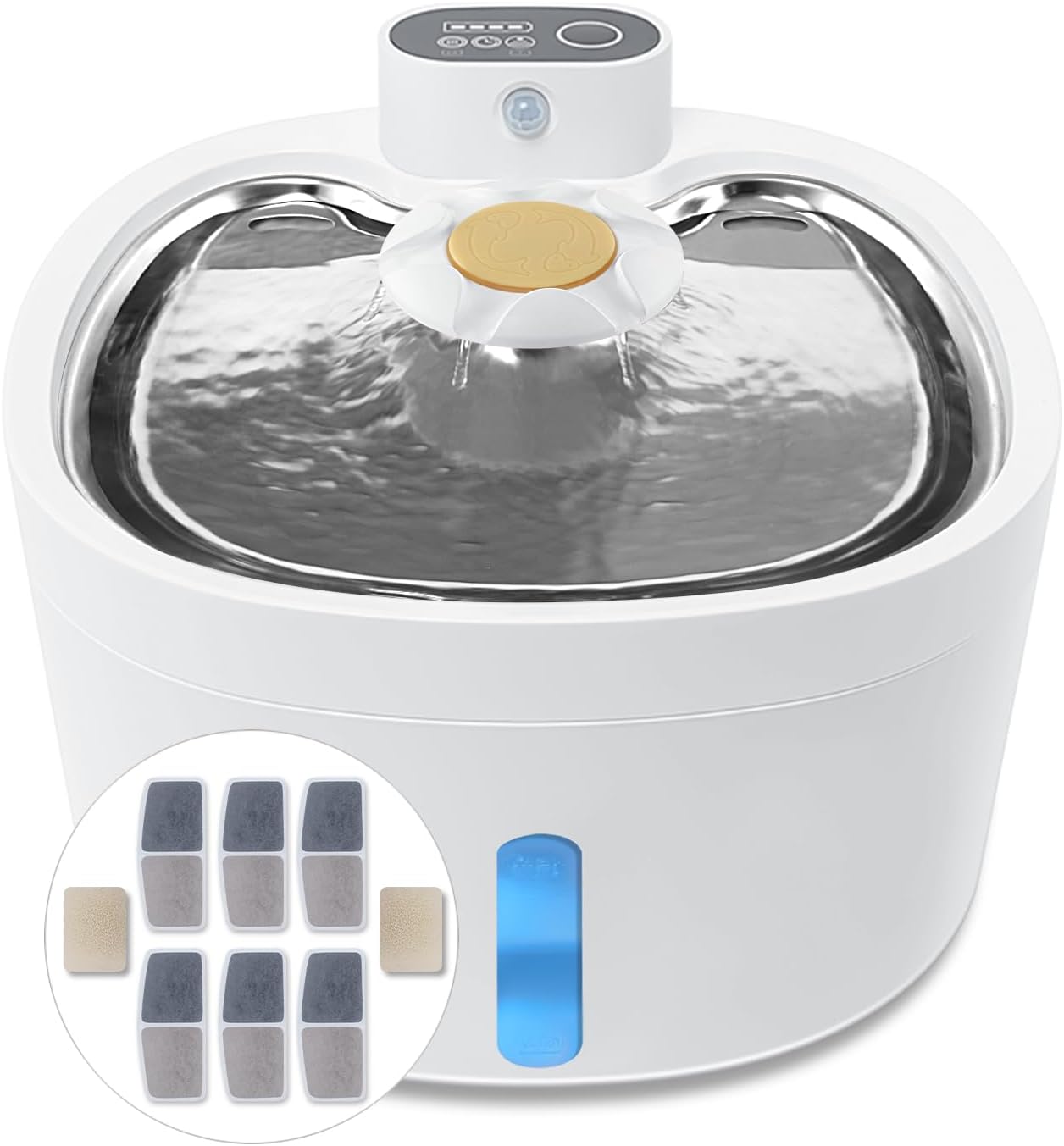 2.6L Automatic Stainless Steel Pet Water Dispenser with 6 Filters O366923