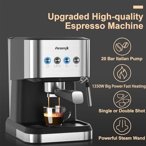 20 Bar Espresso Machine with Milk Frother Steam Wand, 50oz Water Tank A269