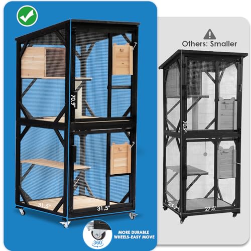 4 Tiers 70.9" H Catio Cat House Outdoor Enclosure with Removable Floor B8747