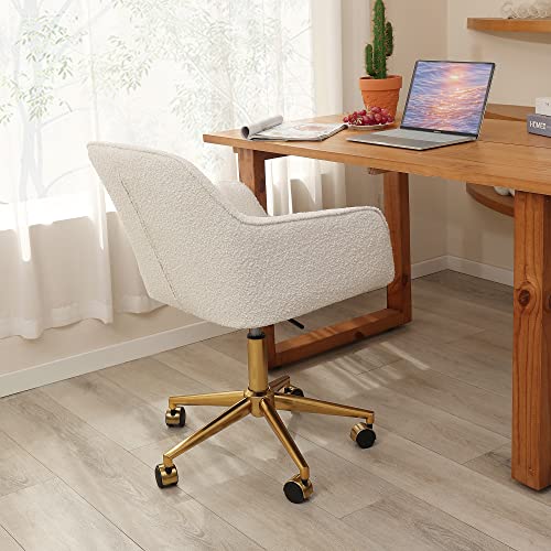 White Swivel Desk Chair with Wheels M7245