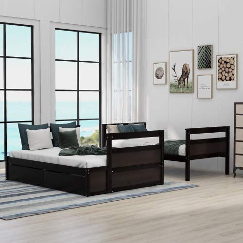 Gray Solid Wood Twin Over Full Bunk Bed Frame I36457