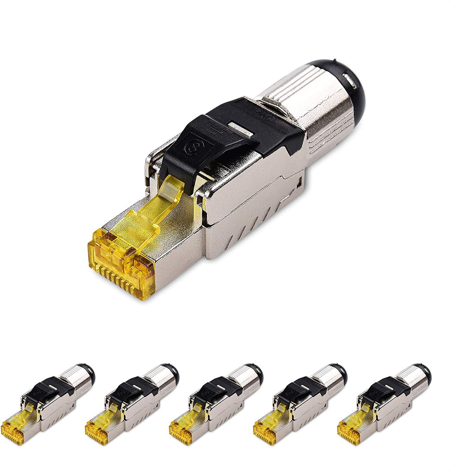 6-Pack Shielded Cat8 RJ45 Connector V30545