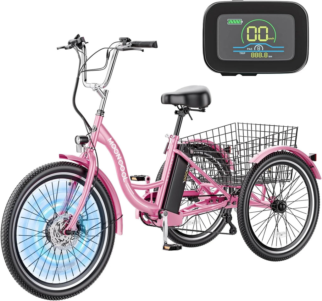 24" 26" 3 Wheel Electric Tricycle, 350W 36V 14.5Ah 7 Speeds D937