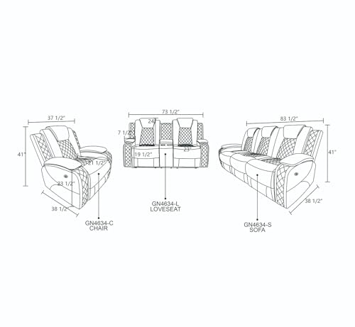 White 3-Piece Recliner Sofa Set R887265