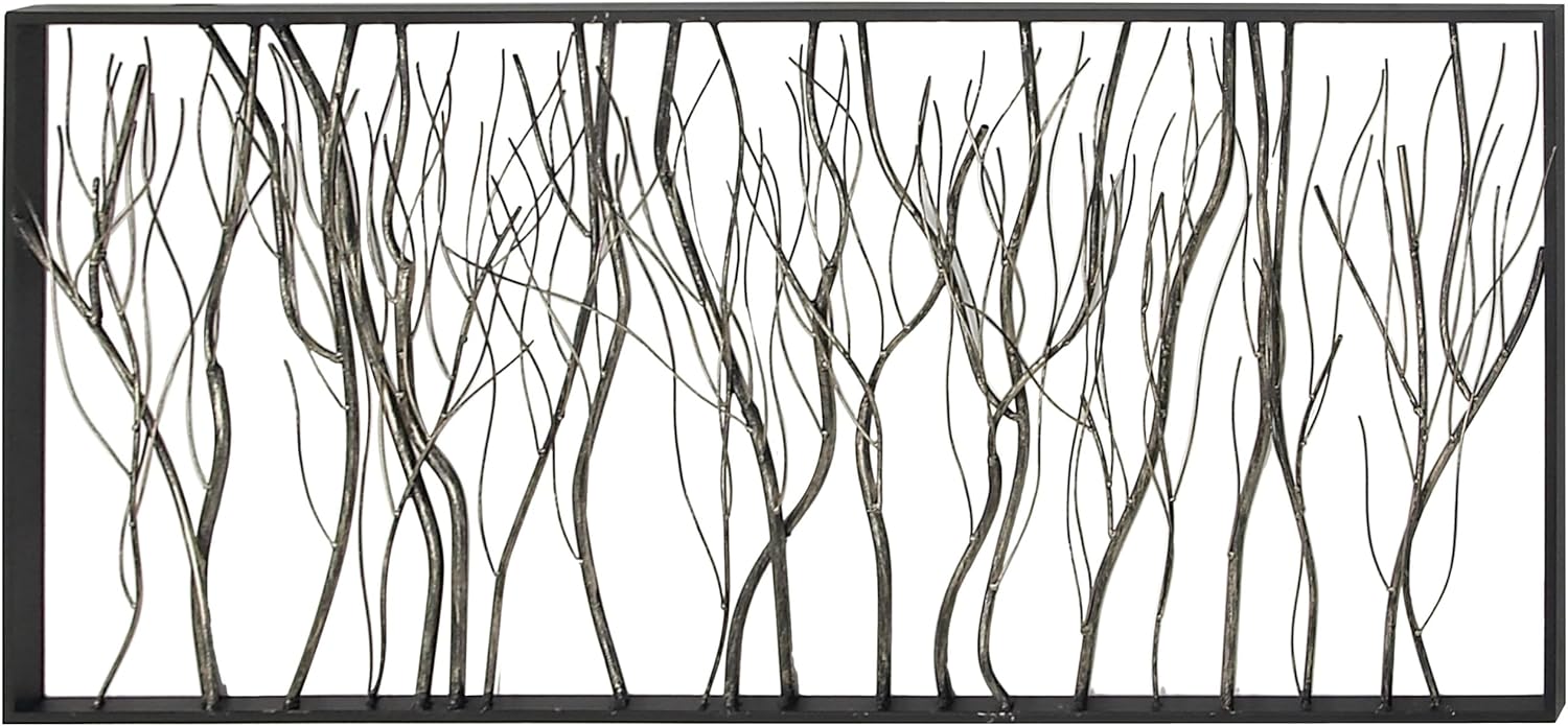 Silver Metal Wall Sculpture 48 x 22 Inch G3472