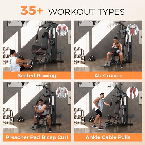 150LBS Weight Stack Home Gym Equipment with Pulley System D327