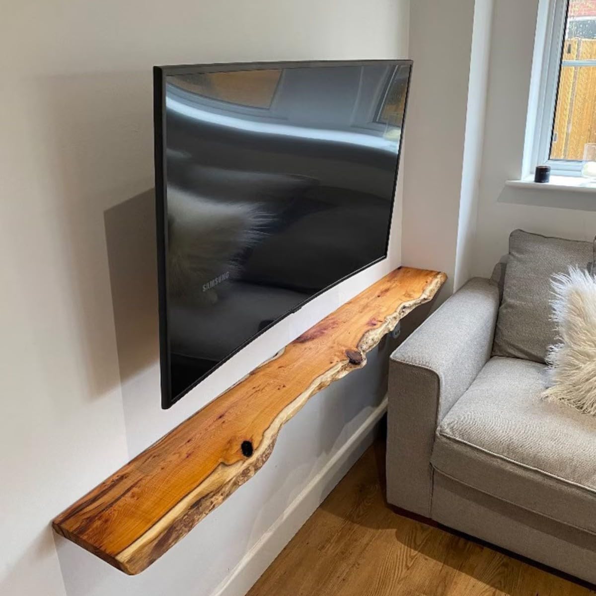 Live Edge Floating Wall Shelf Wooden Wall Mounted Shelves P68917