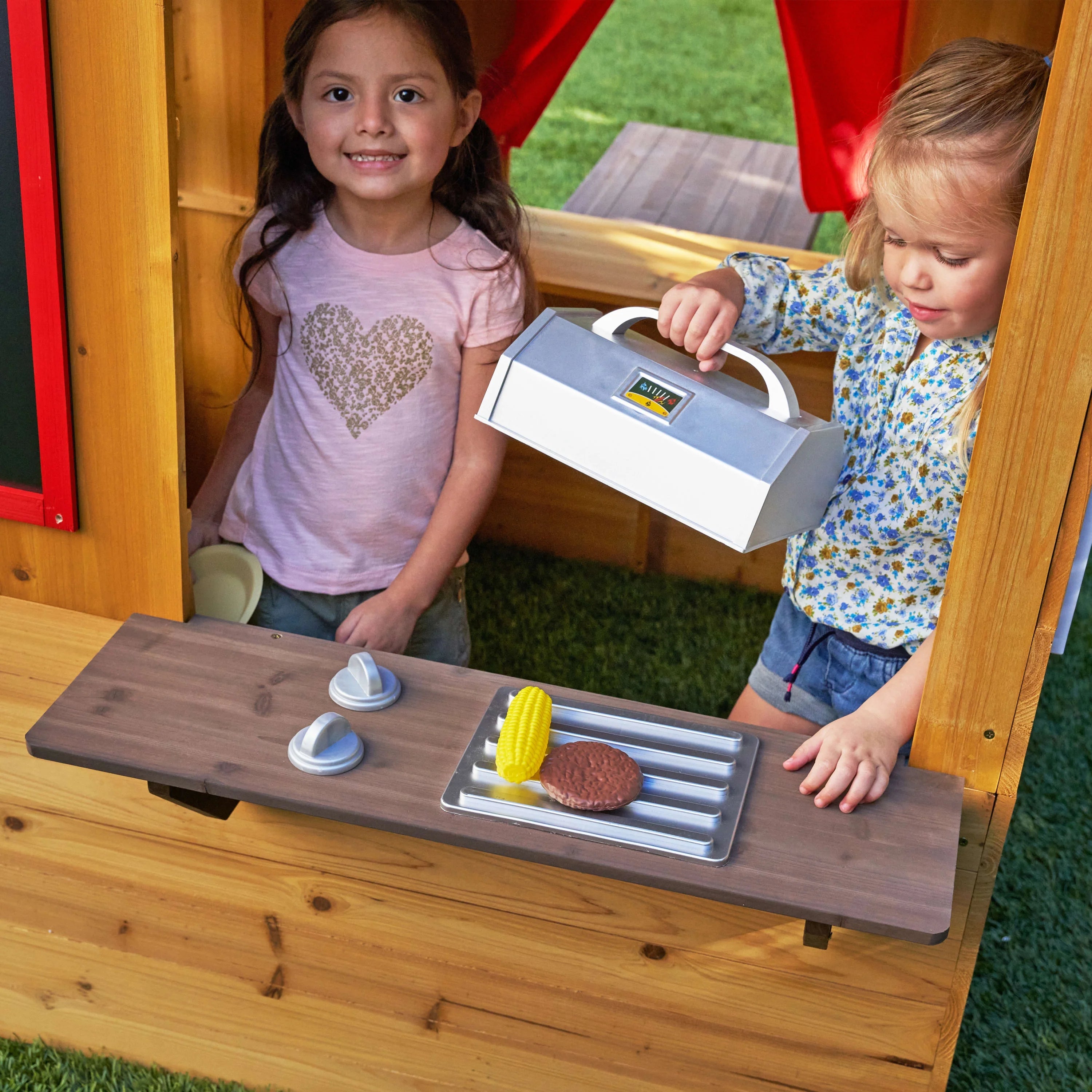 Modern Outdoor Wooden Playhouse with Picnic Table S267323
