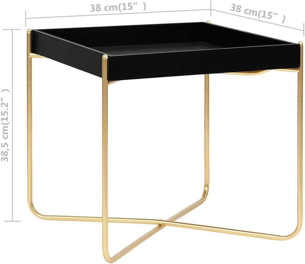 Black and Gold 15"x15"x15.2" MDF Side Table Q282