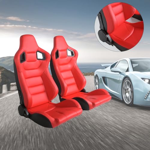 Black & Beige PVC Leather Bucket Seats with Sliders V70739