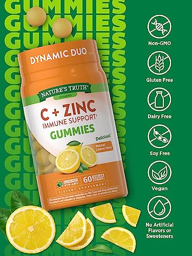 60 Count Vegan Non GMO Gluten Free Vitamin C Gummies with Zinc Z213937