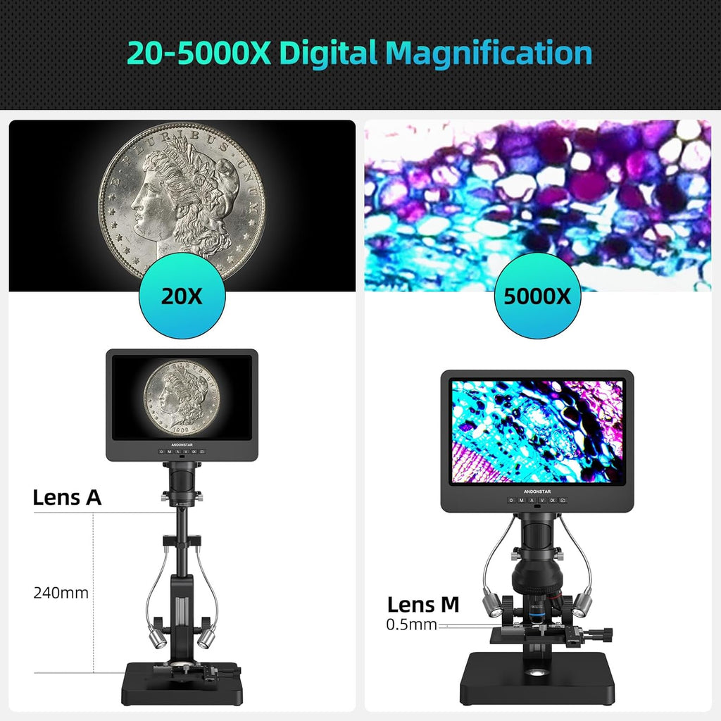20X-5000X HDMI Digital Microscope with 10.1'' LCD Screen J248373