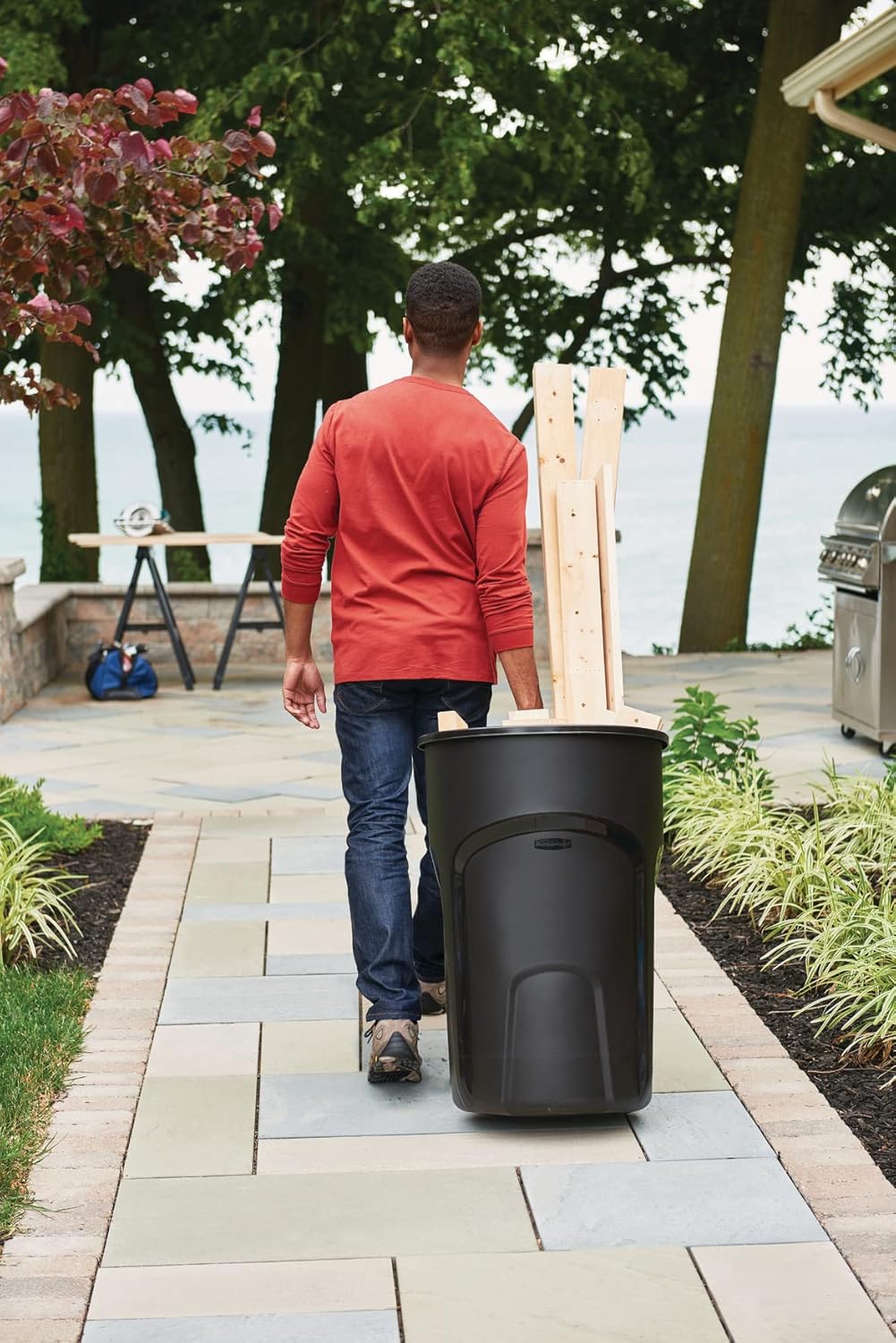 32 Gallon Black Rollout Trash Can R75100