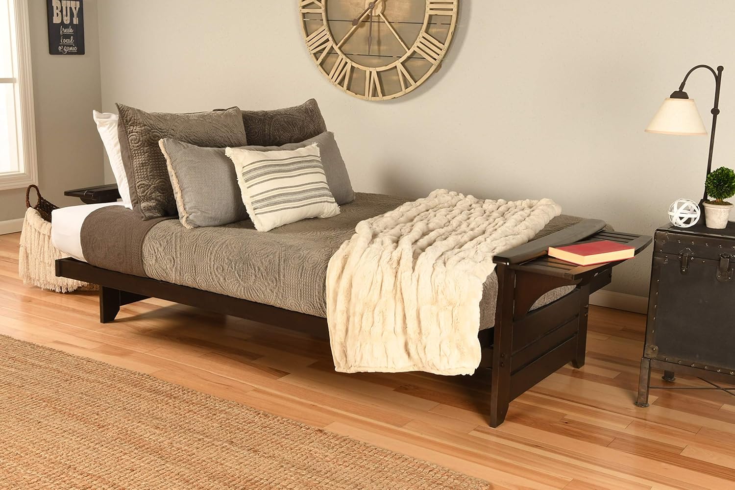 Full Suede Black Futon A80971