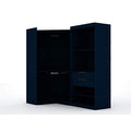 White 2 Piece Corner Wardrobe Closet with Drawers and Hanging Rods L987153