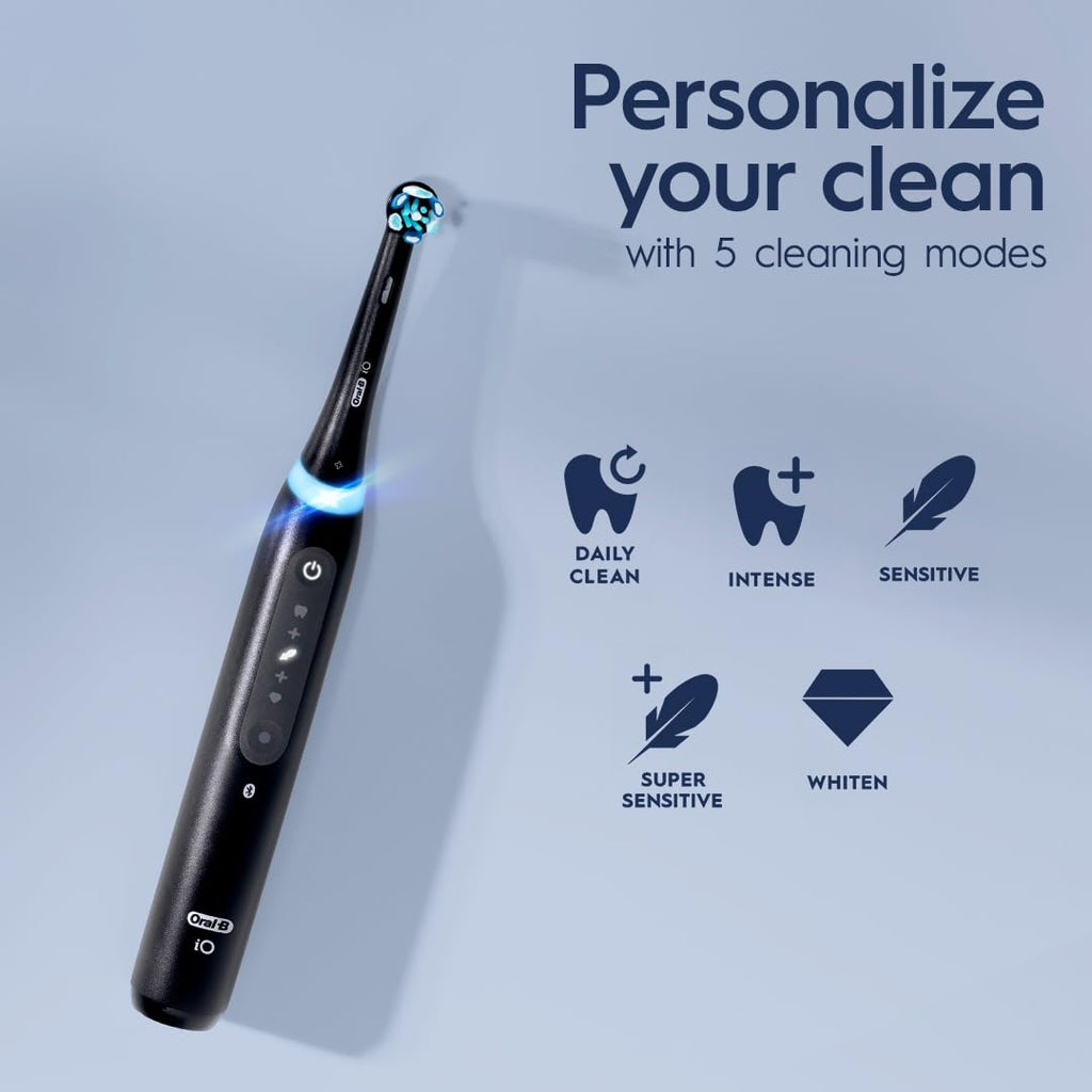 Black Rechargeable Electric Toothbrush with Visible Pressure Sensor, 2 Minute Timer, 5 Cleaning Settings, 1 Replacement Toothbrush Heads, and Travel Case J786