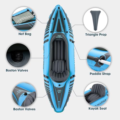 1 Person Inflatable Kayak Set with Adjustable Seats and Backrest, Air Pump and Carry Bag B409