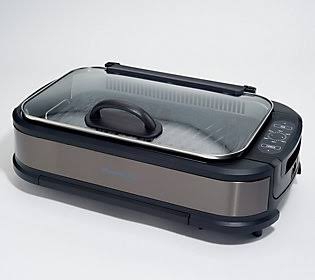 Black Stainless Smokeless Grill with Griddle Plate C4155