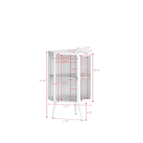 22.25" Glass Display Cabinet with Tempered Glass Door & Storage Shelves (2 Tier-Black) I74387