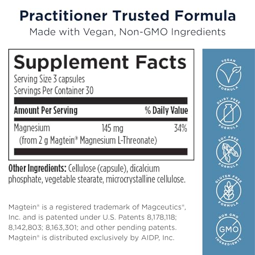 90 Vegan Capsules Magnesium L-Threonate Supplement D234711
