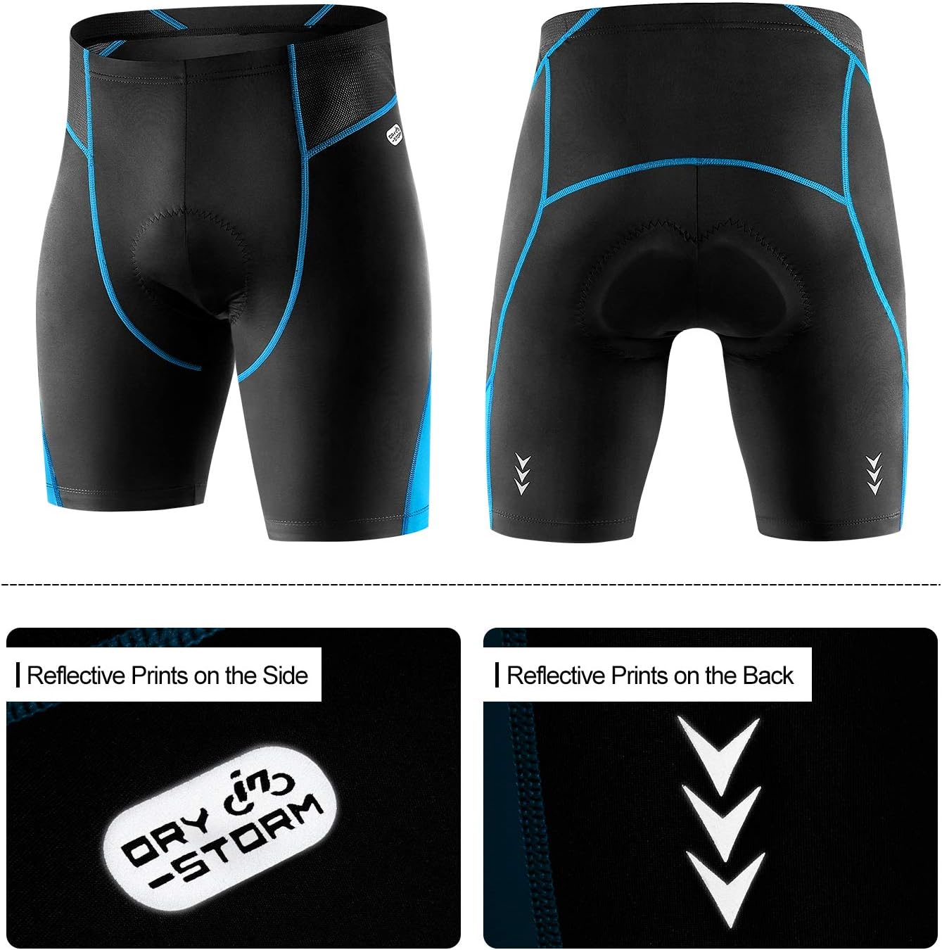 3D Padded Blue Cycling Shorts L6516