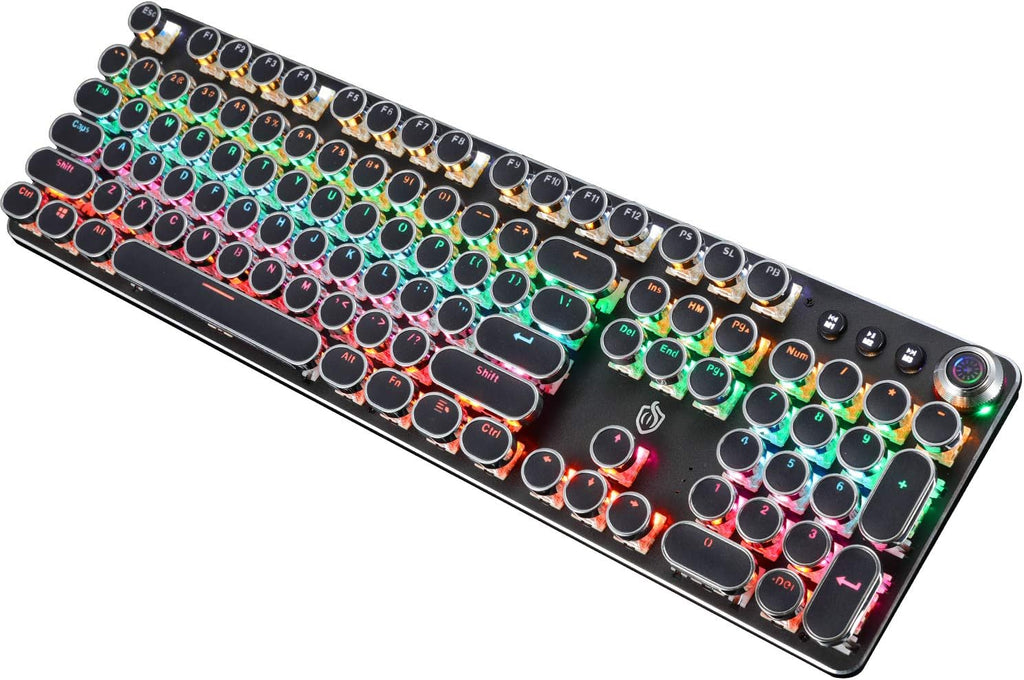 White 104 Keys Mechanical Keyboard with Blue Switch V620
