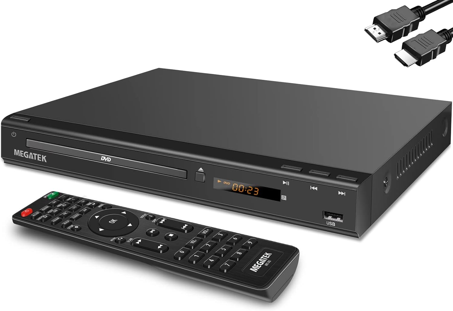Region-Free DVD Player with HDMI, USB Port, Metal Casing, Remote A32083