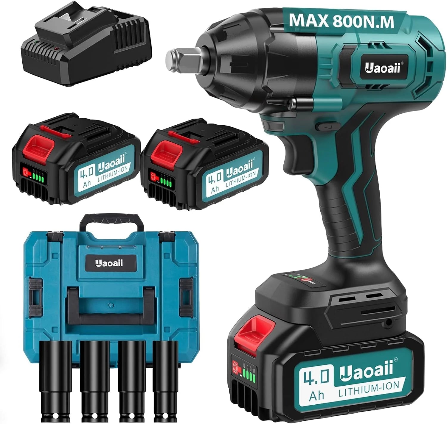 1000Nm Cordless Impact Wrench with 2X 4.0Ah Batteries Q56066