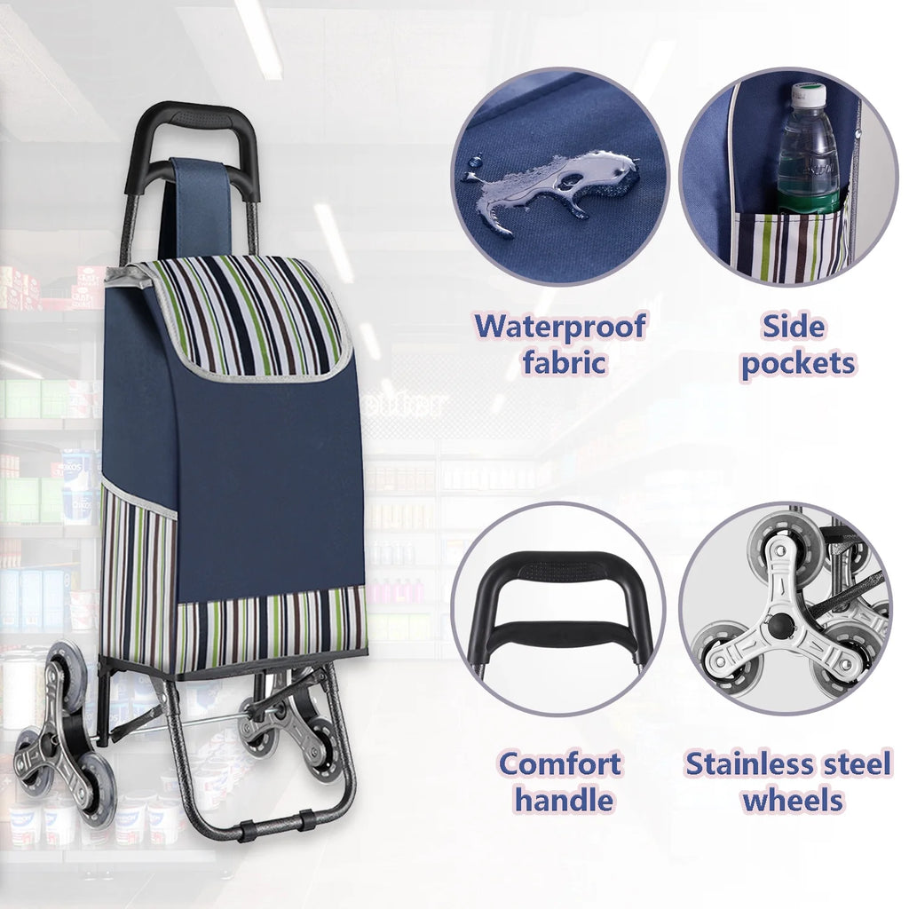 Blue Heavy Duty Folding Shopping Cart with Wheels Z25583