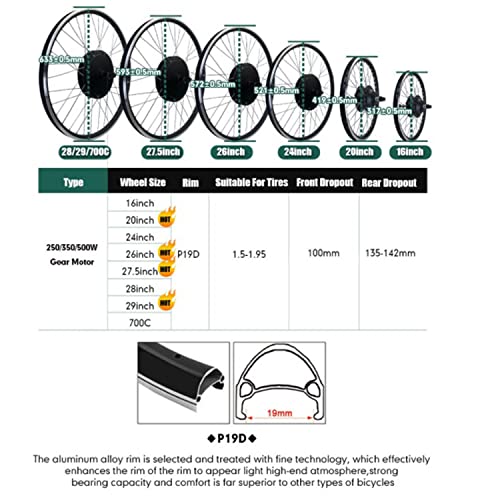 48V 500W 29in Rear Wheel Electric Bike Conversion Kit W85374