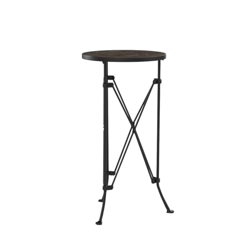 Round Metal Accent Table, 25", Black F2449