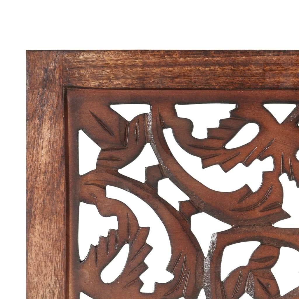 Hand Carved 3-Panel Room Divider Brown Solid Mango Wood D589