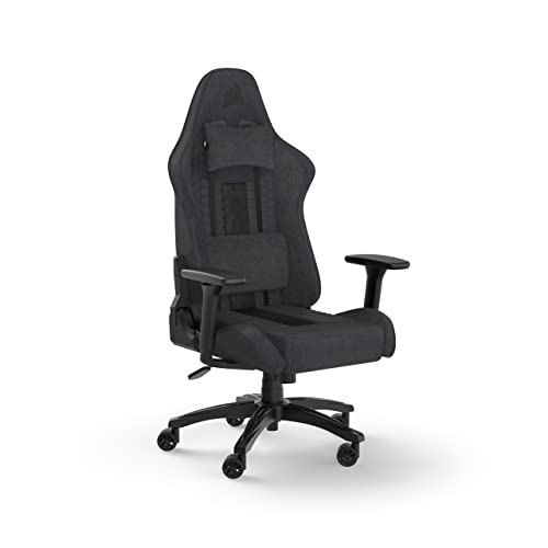 Gray and Black Fabric Gaming Chair with Lumbar Pillow and Neck Pillow T121