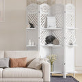 6 Panels Natural Wood Room Divider with Shelves M490821