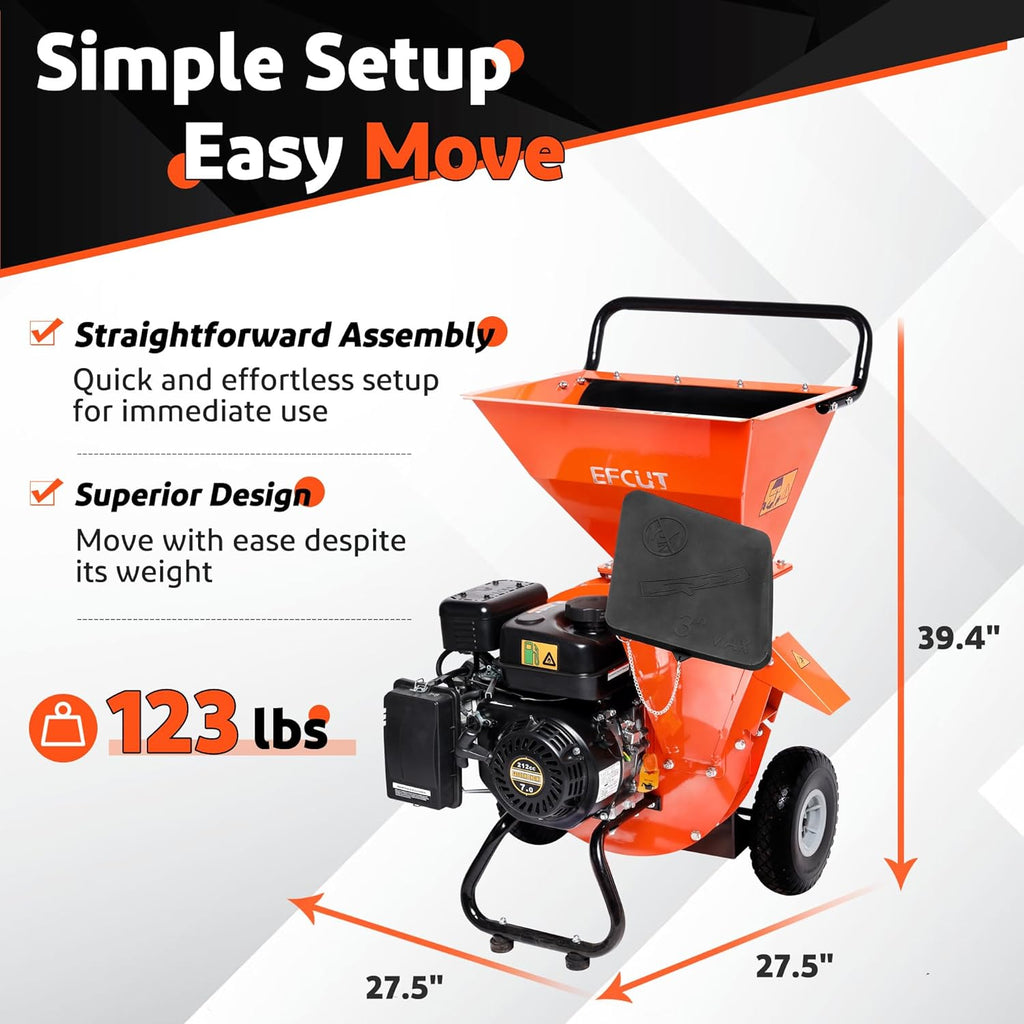 3-in-1 Wood Chipper Shredder Mulcher with Blade Replacements (2 Sets) N458