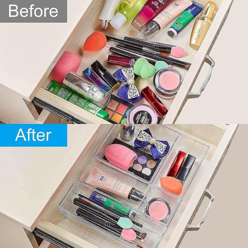 25 Pcs Plastic Clear Drawer Organizer Storage Trays B437407