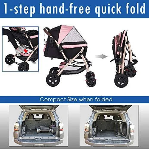 Extra-Long Heavy Duty Pet Stroller with Convertible Compartment J856685