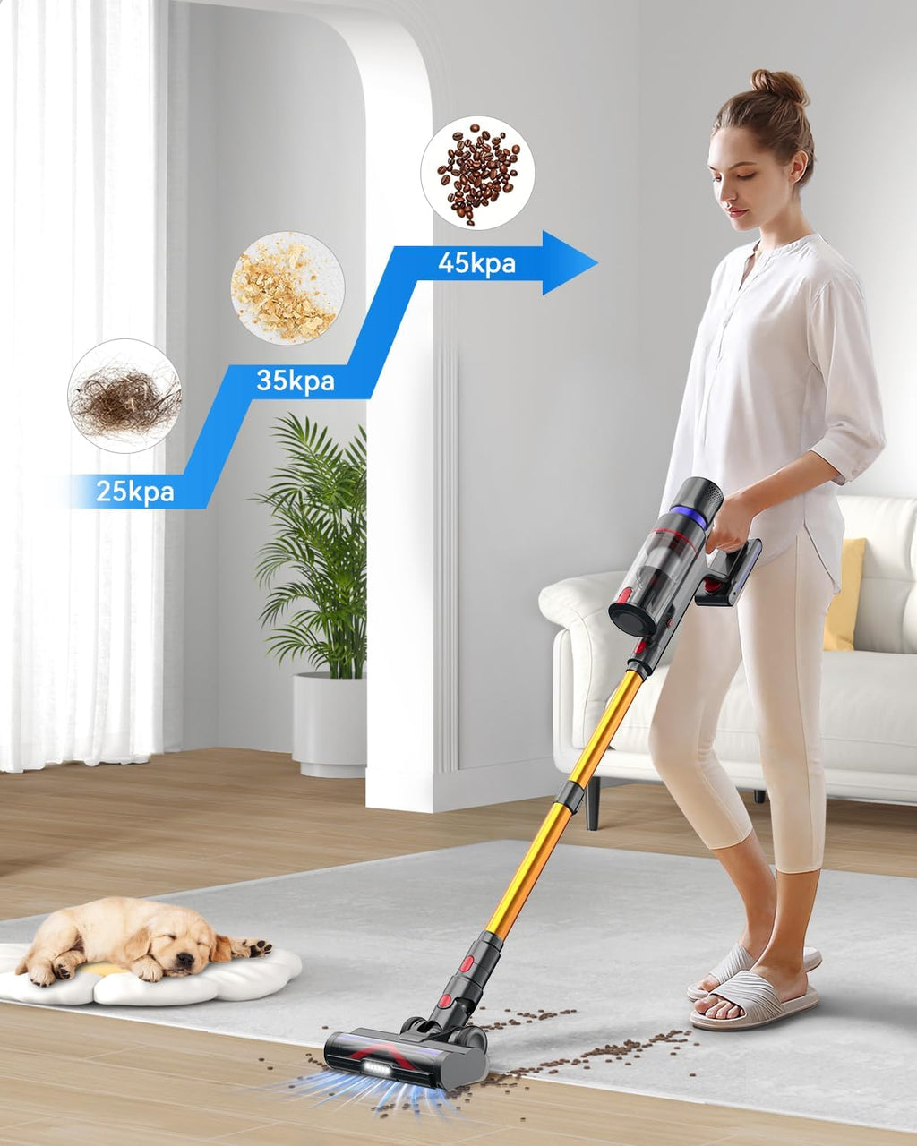 Cordless Stick Vacuum Cleaner with Touch Screen, Anti-tangle Brush R180353