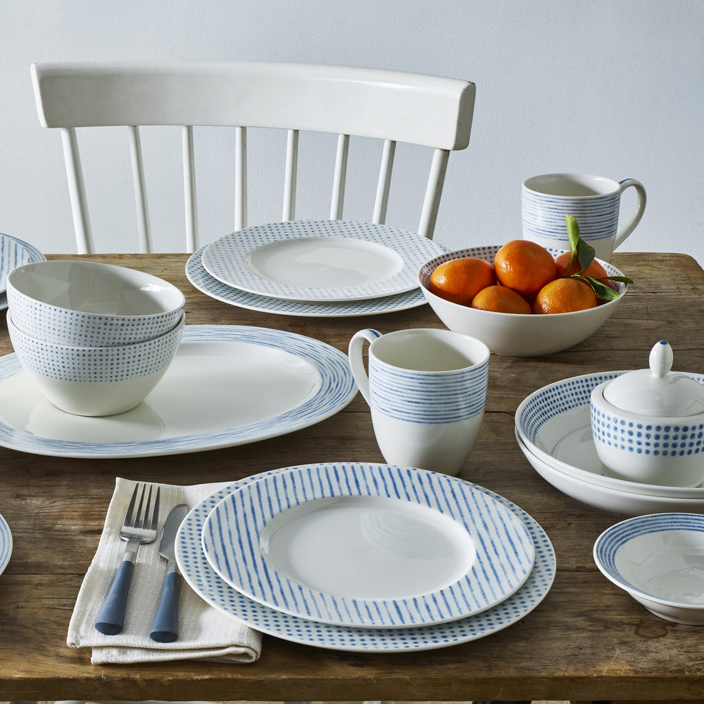 Set of 4 Blue Salad Plates F4077