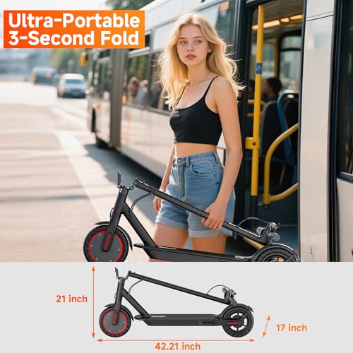 Electric Scooter with Seat, 19MPH, 21-Mile Range, 350W Motor, 8.5" Solid Tires, Dual Brake System, Folding E-Scooter J369